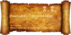 Kmetykó Krisztofer névjegykártya